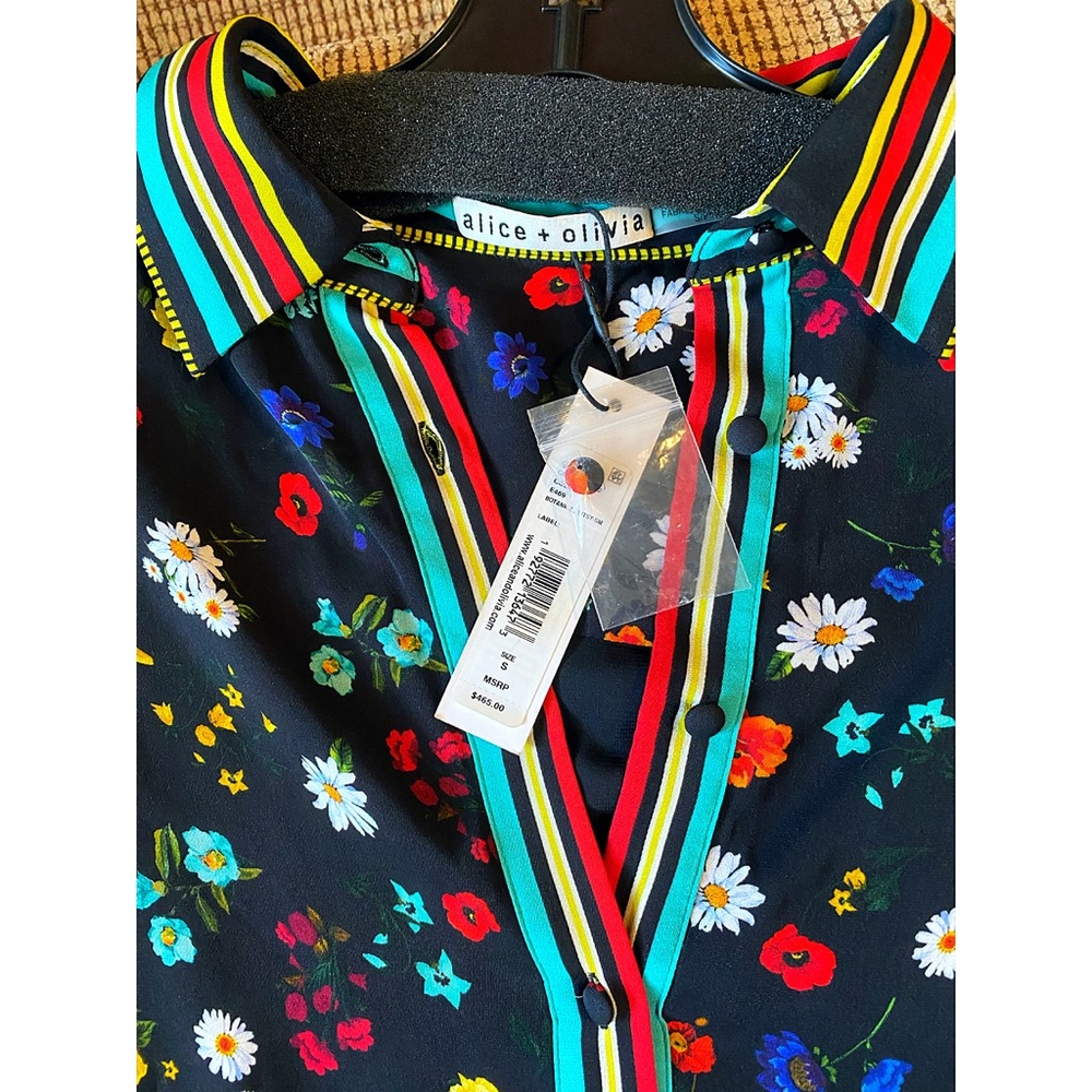 Alice + Olivia Lalita Floral Collared Mini Shirt Dress - Picture 13 of 16